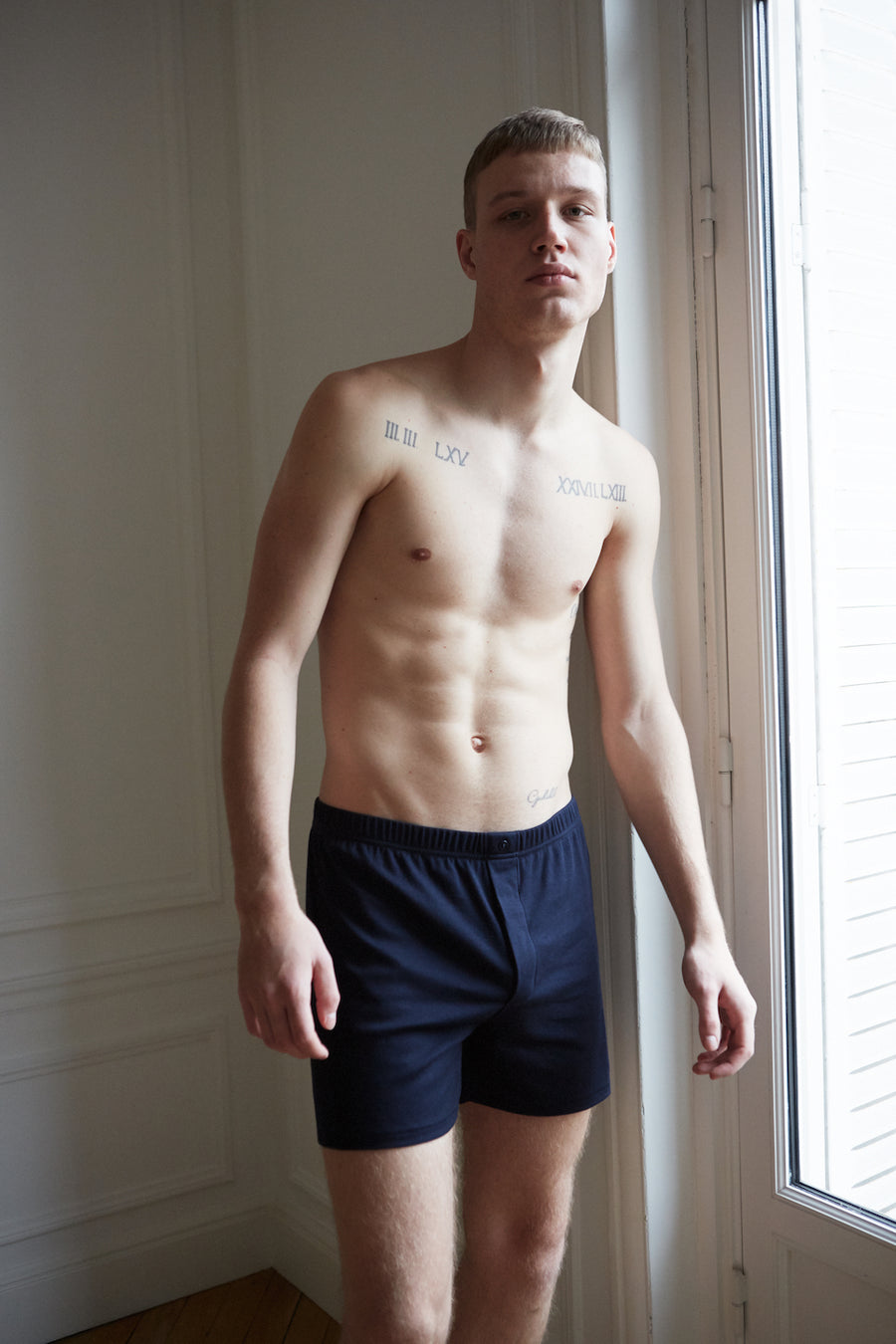 Navy men's organic cotton Henner boxer shorts