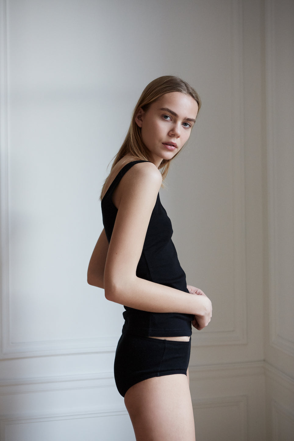 Mid rise organic cotton underwear for women in black