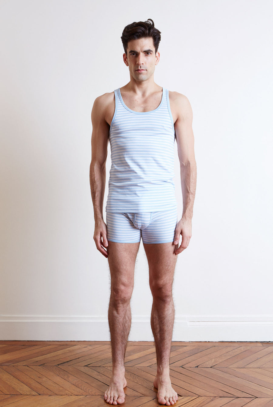 the white briefs stripe singlet with regular fit in 100% organic pima cotton