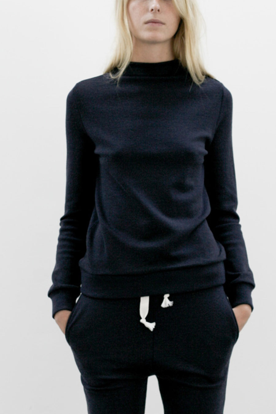 the white briefs fitted women's turtle neck made from 100%  wool interlock