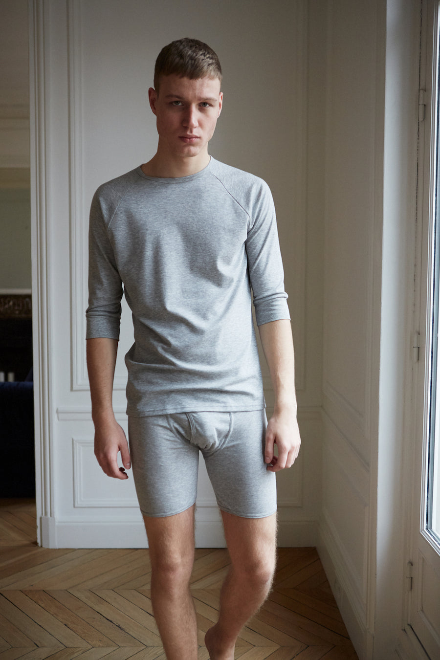 Men's 3/4 sleeve 100% organic cotton grey Anchovy t-shirt