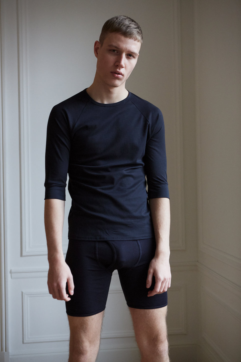 Men's 3/4 sleeve 100% organic cotton navy Anchovy t-shirt