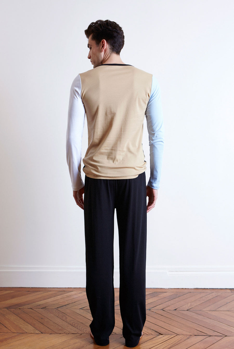 the white briefs multi colors long sleeved crew neck t-shirt with a slimmer fit in 100% organic pima cotton