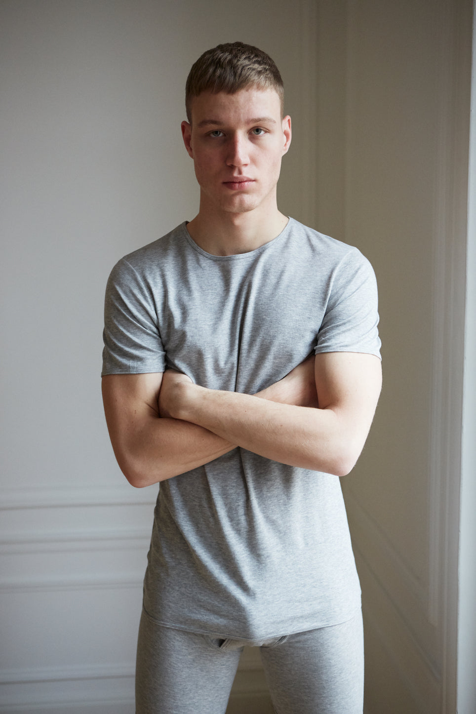 Men's organic cotton t-shirt grey crew neck