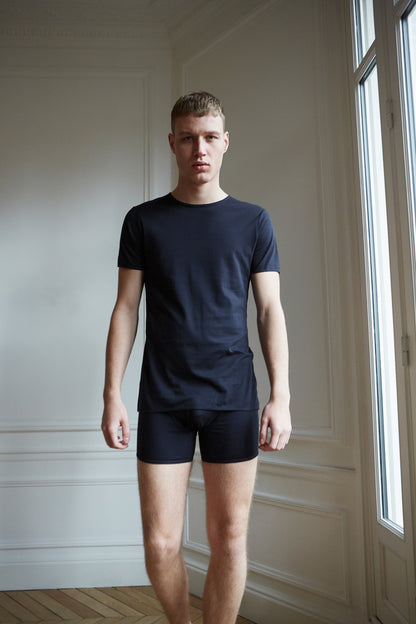 Men's organic cotton t-shirt navy crew neck