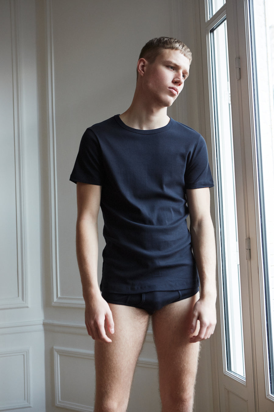 Organic cotton men's navy Etu crew neck t-shirt