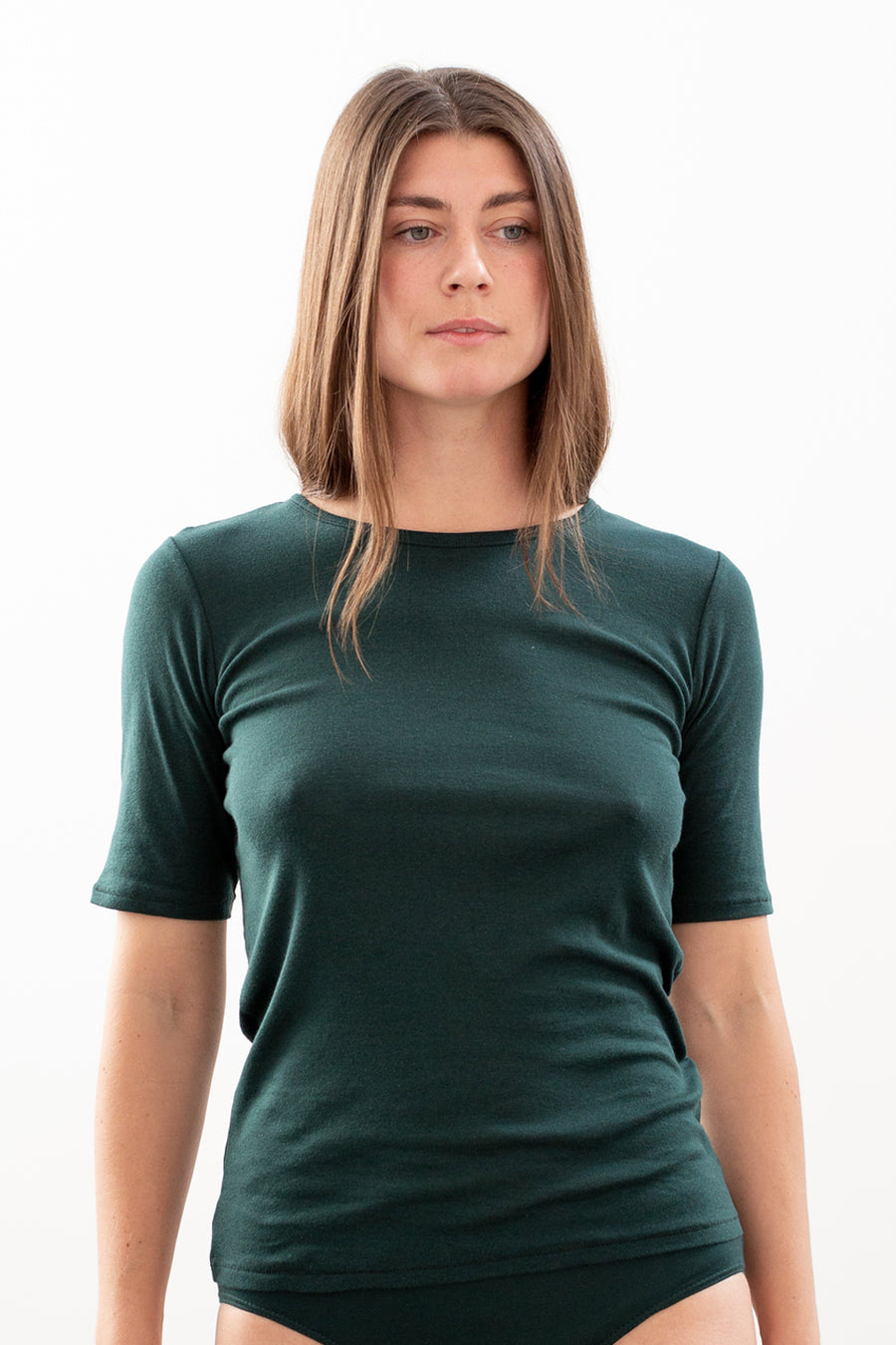 Ivy fine rib half sleeved t-shirt