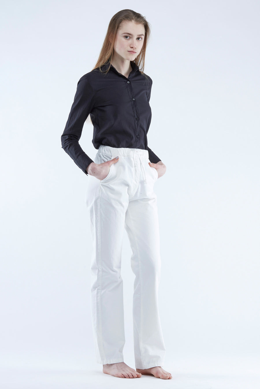 the white briefs high waisted pant in 100% organic cotton twill