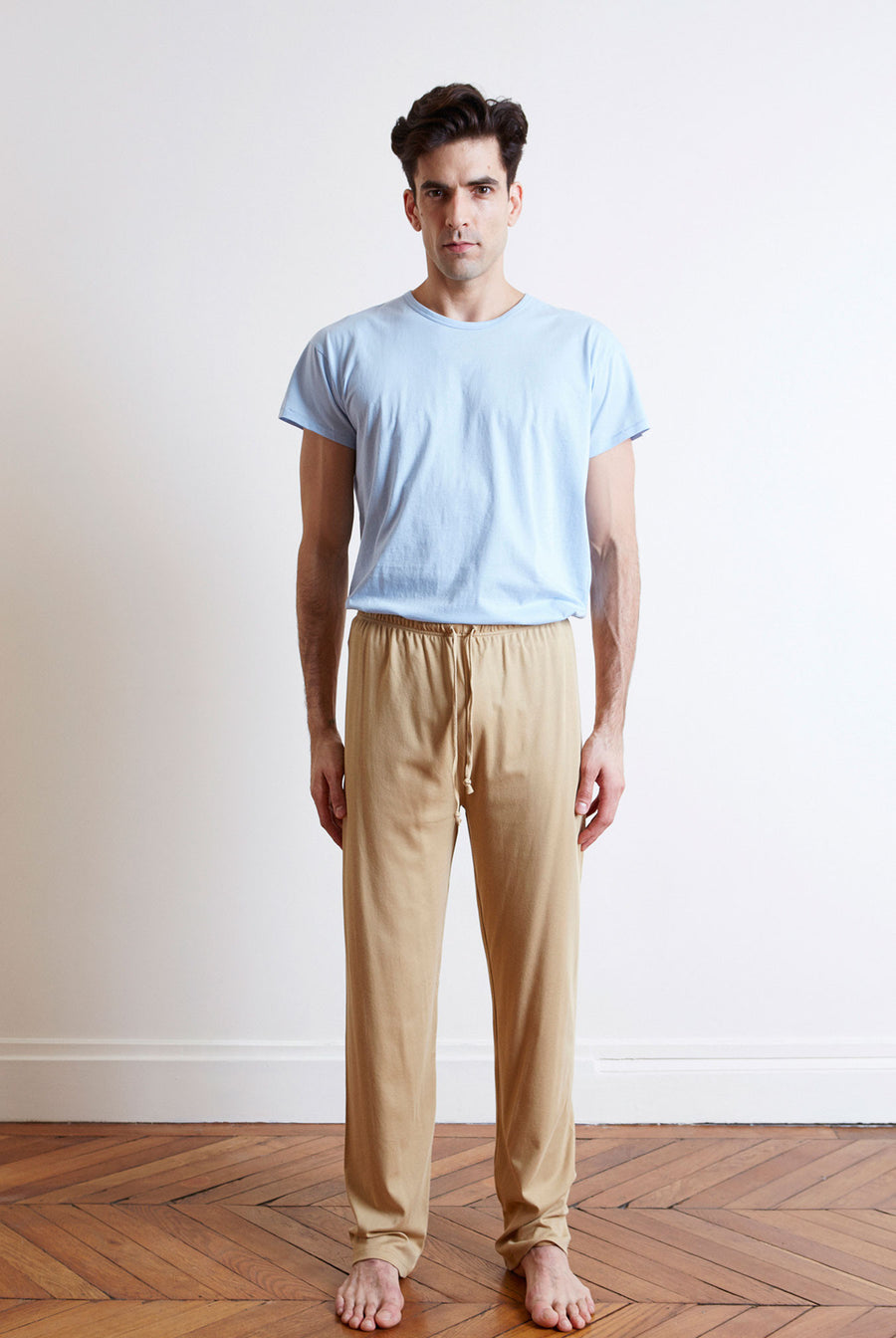 Organic pima cotton tan men's trackpants
