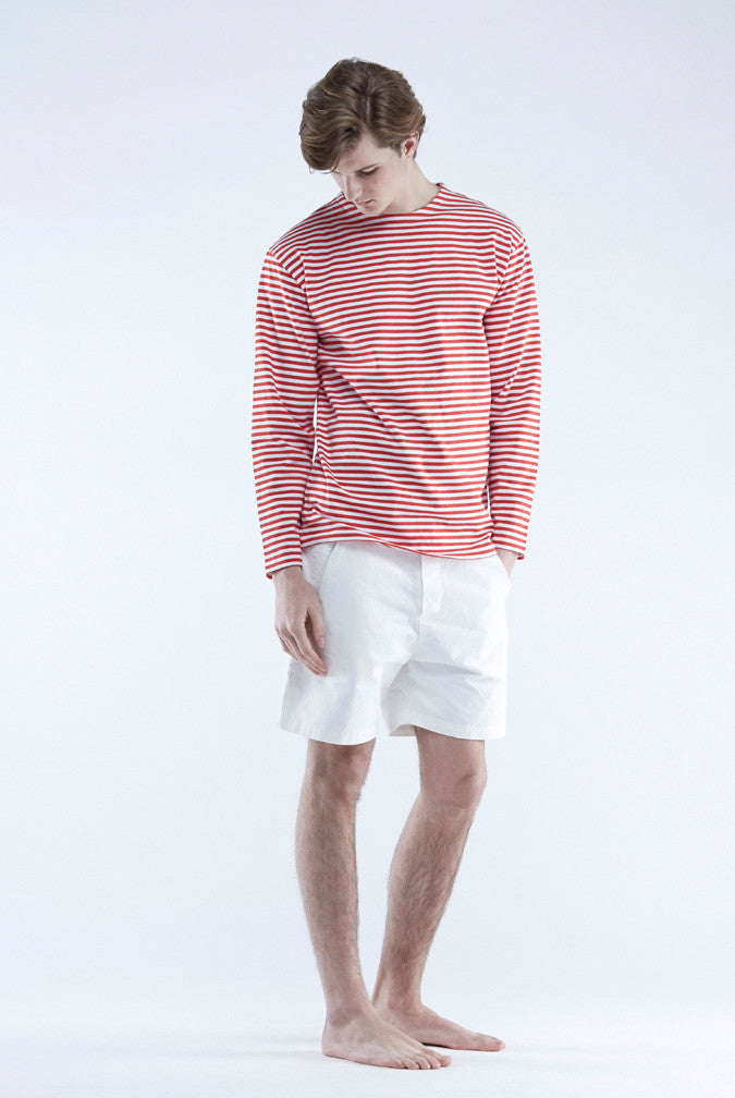 the white briefs striped sweater in 100% organic cotton