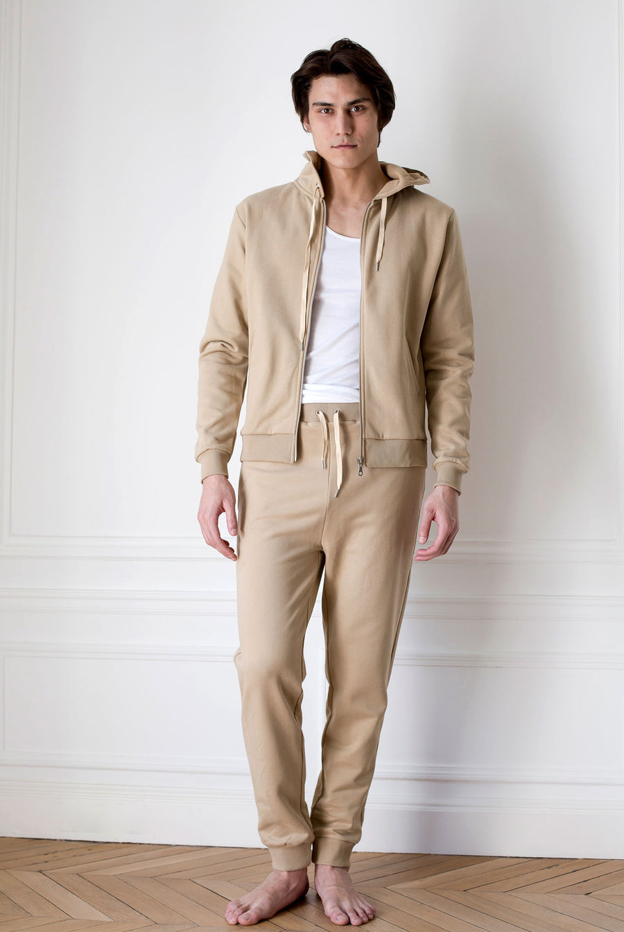 the white briefs hood jacket in organic cotton fleece