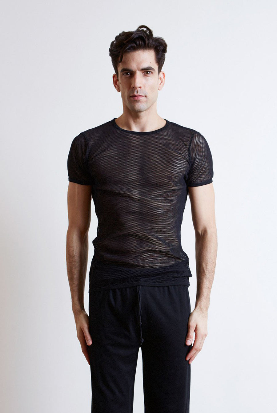Men's black mesh t-shirt in collaboration with Fantastic Man