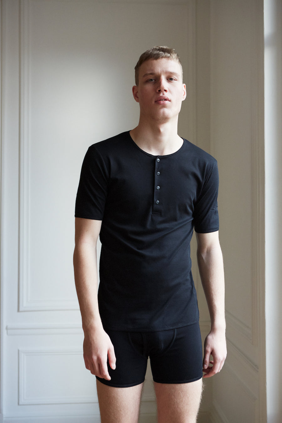 Men's 100% organic pima cotton henley t-shirt with buttons
