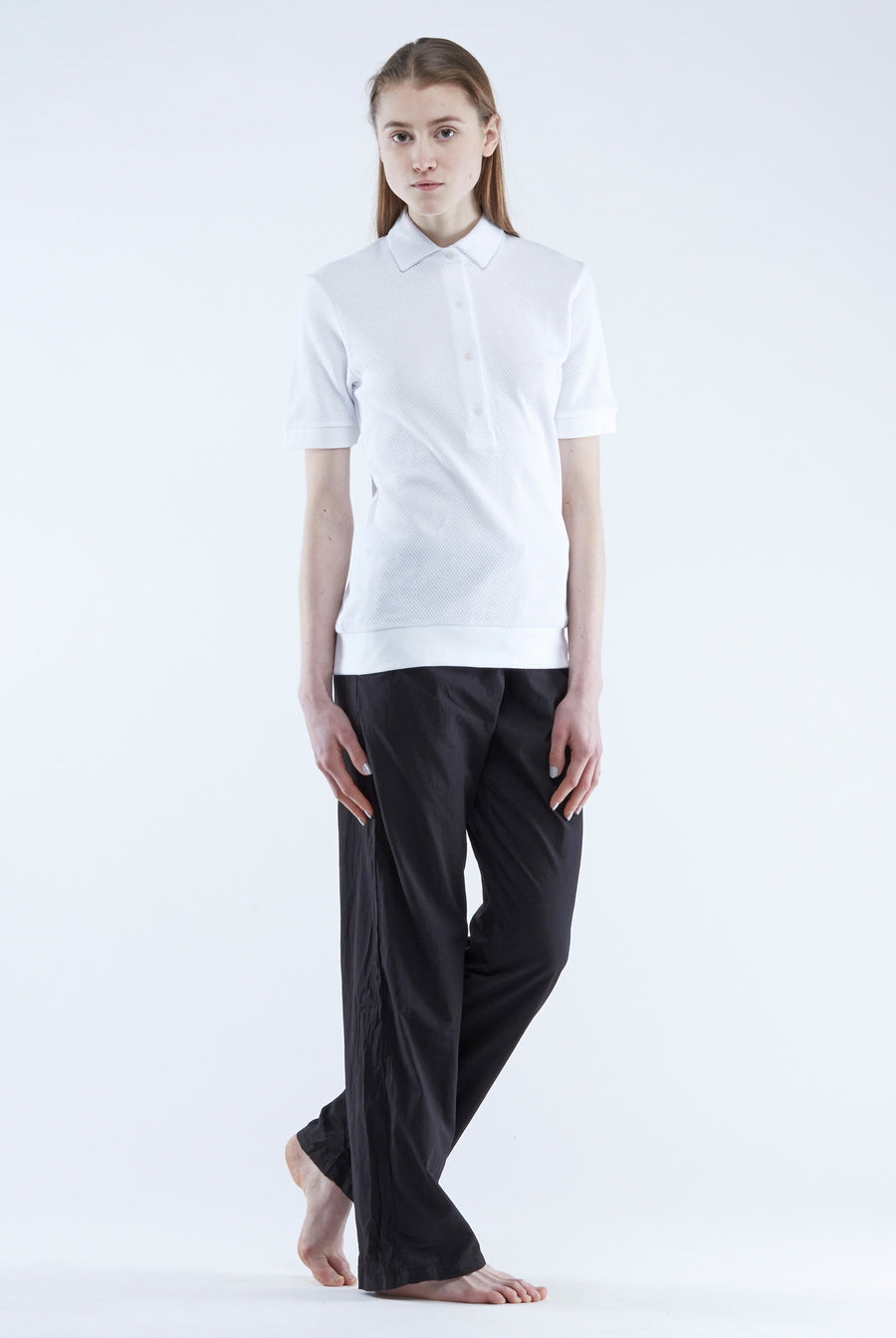 The White Briefs polo shirt in organic cotton drop needle