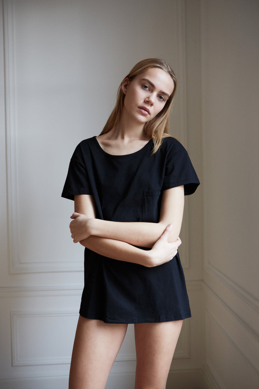 Women's loose fit organic cotton Paris t-shirt in black
