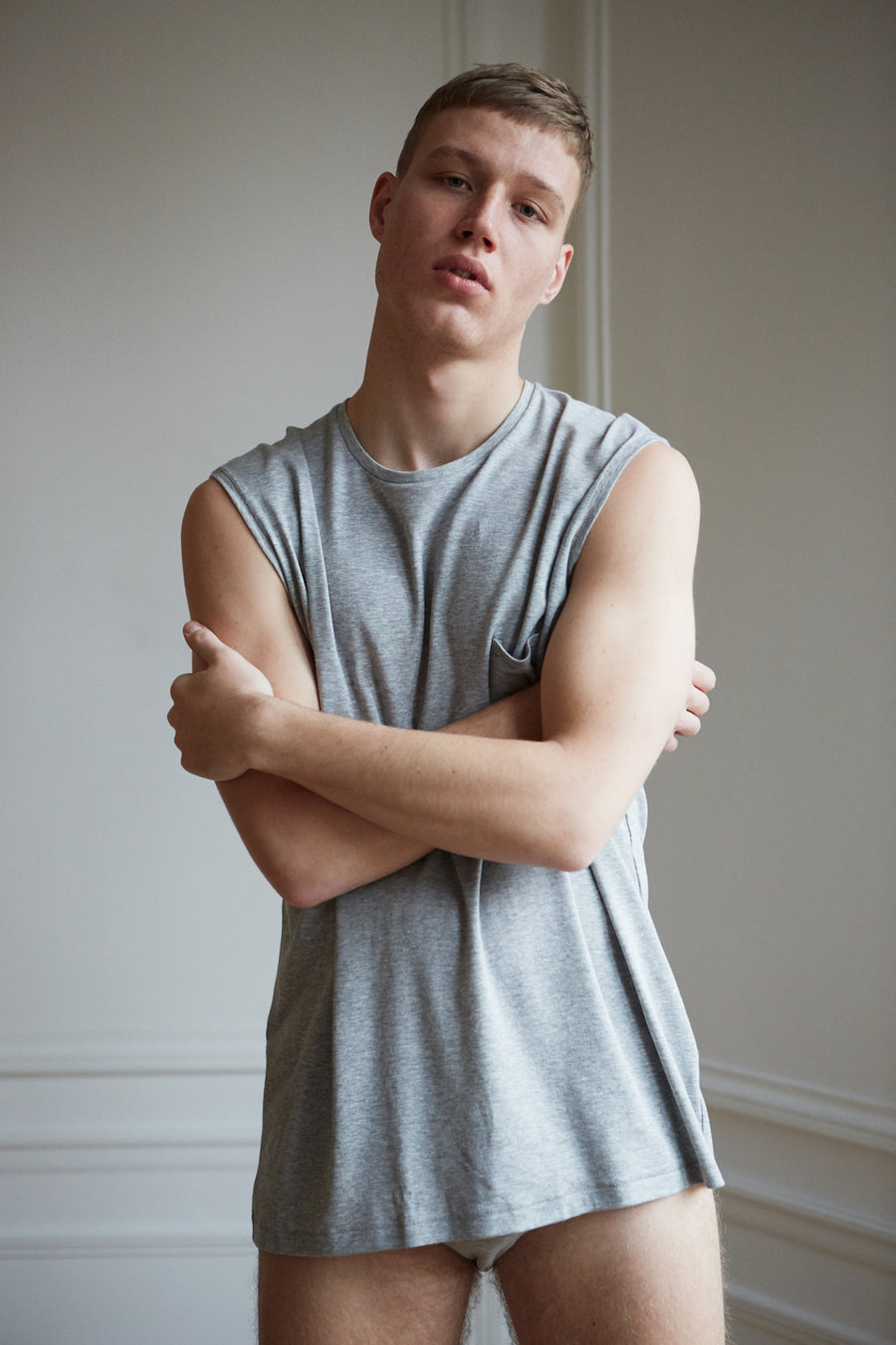 Organic cotton relaxed fit men's grey Pluto singlet