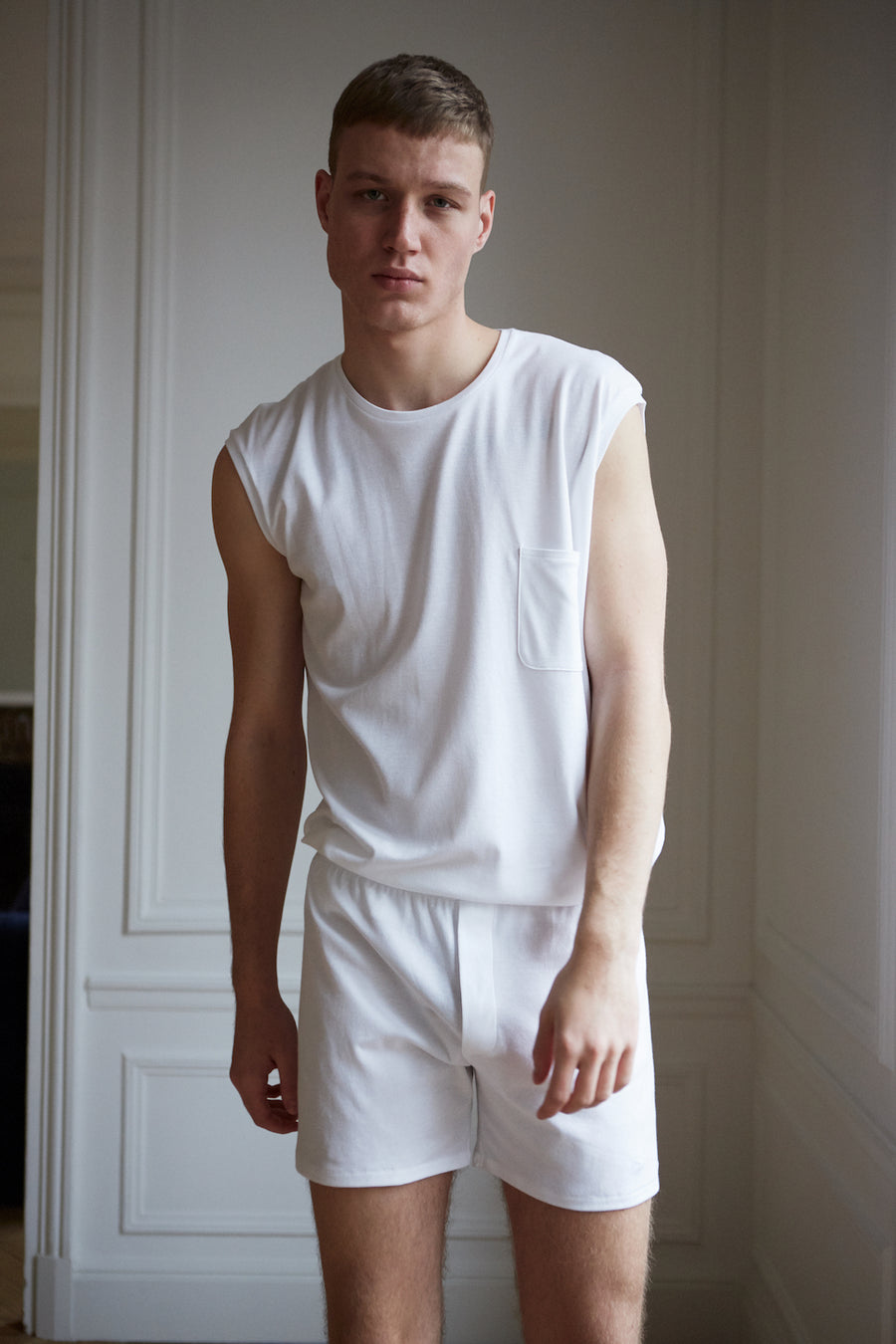 Organic cotton relaxed fit men's white Pluto singlet
