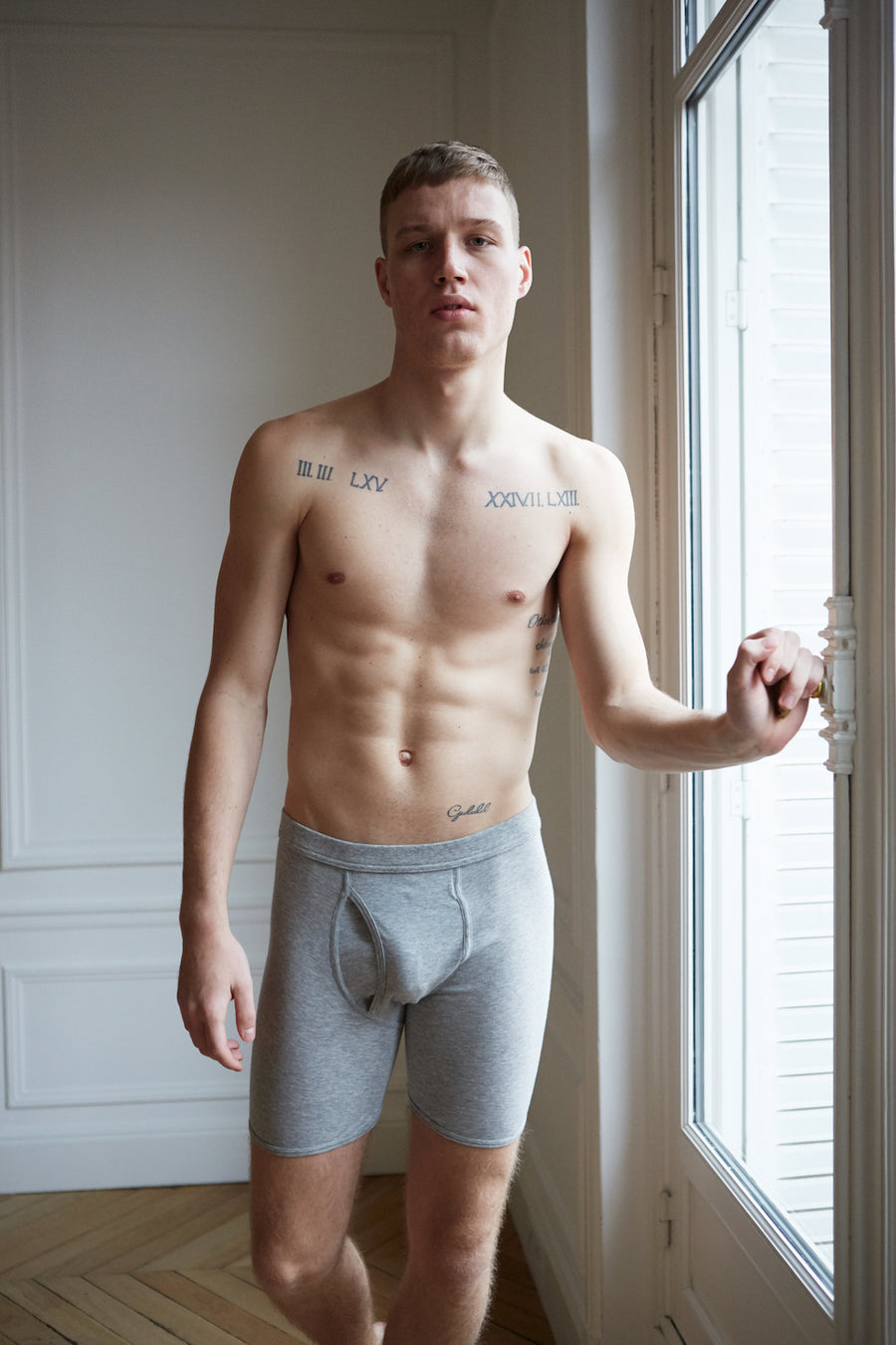 Men's grey long organic cotton briefs