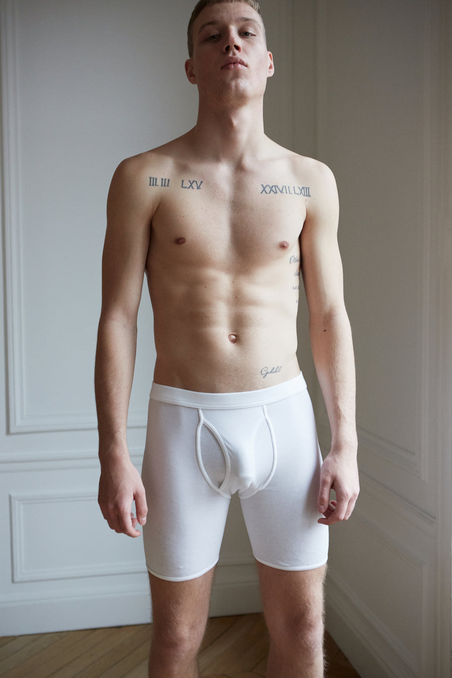 Men's white long organic cotton briefs