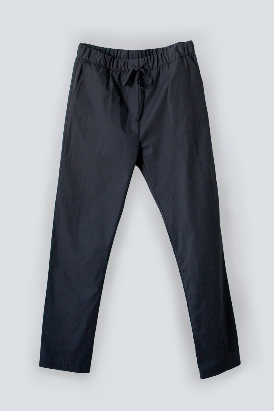 Straight leg 100% organic cotton women's black trousers from The White Briefs' SS18 collection