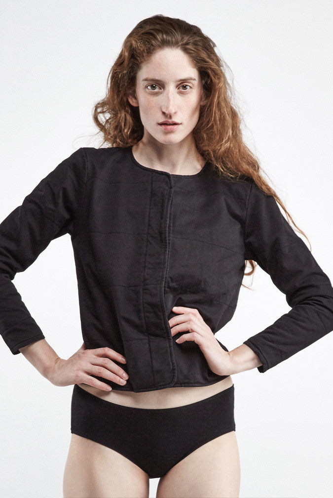 the white briefs padded jacket in cotton twill 