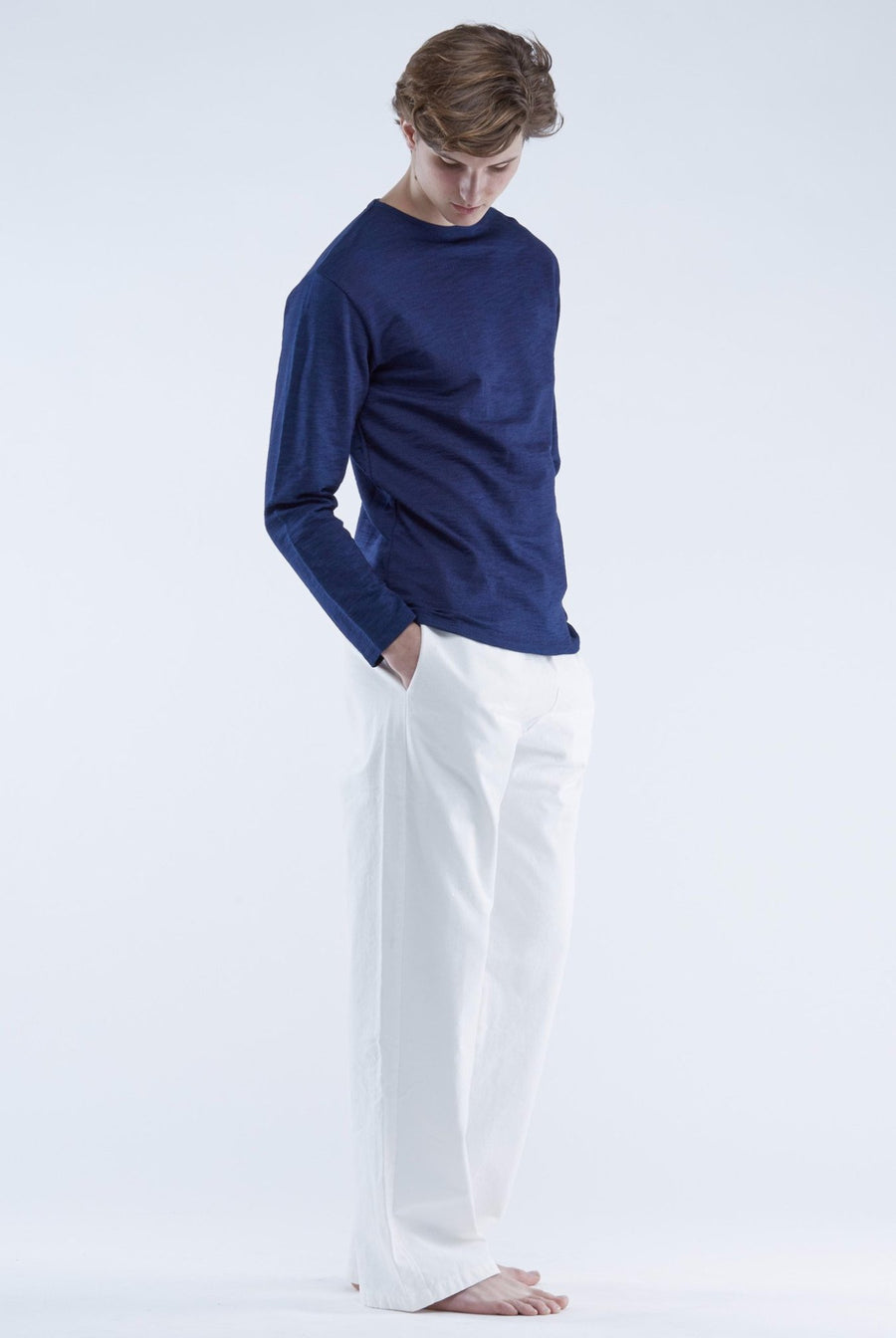 The White Briefs  sweater with a three button closure in 100% organic cotton