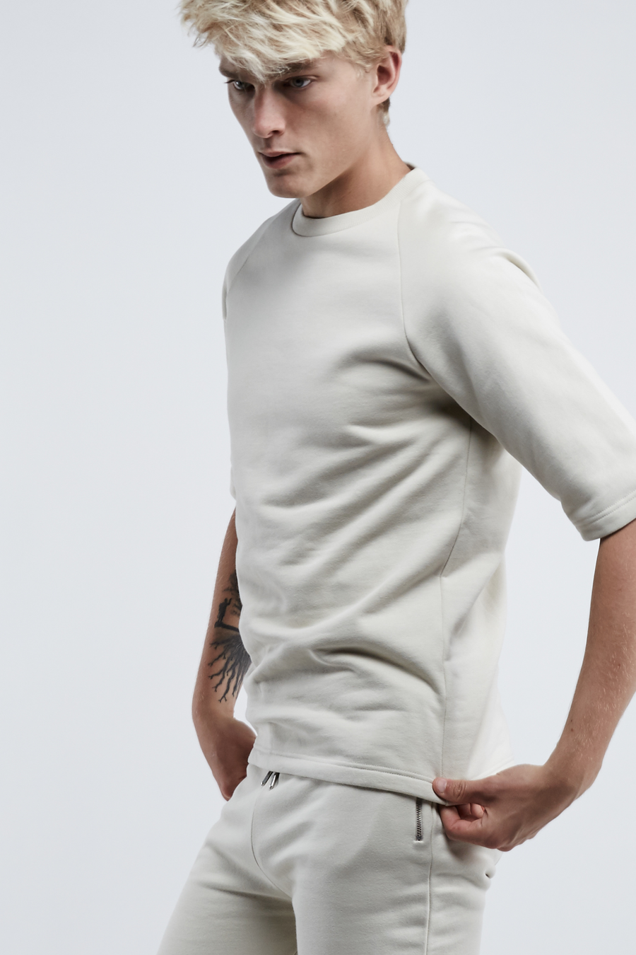 Demi half sleeve cotton terry sweater