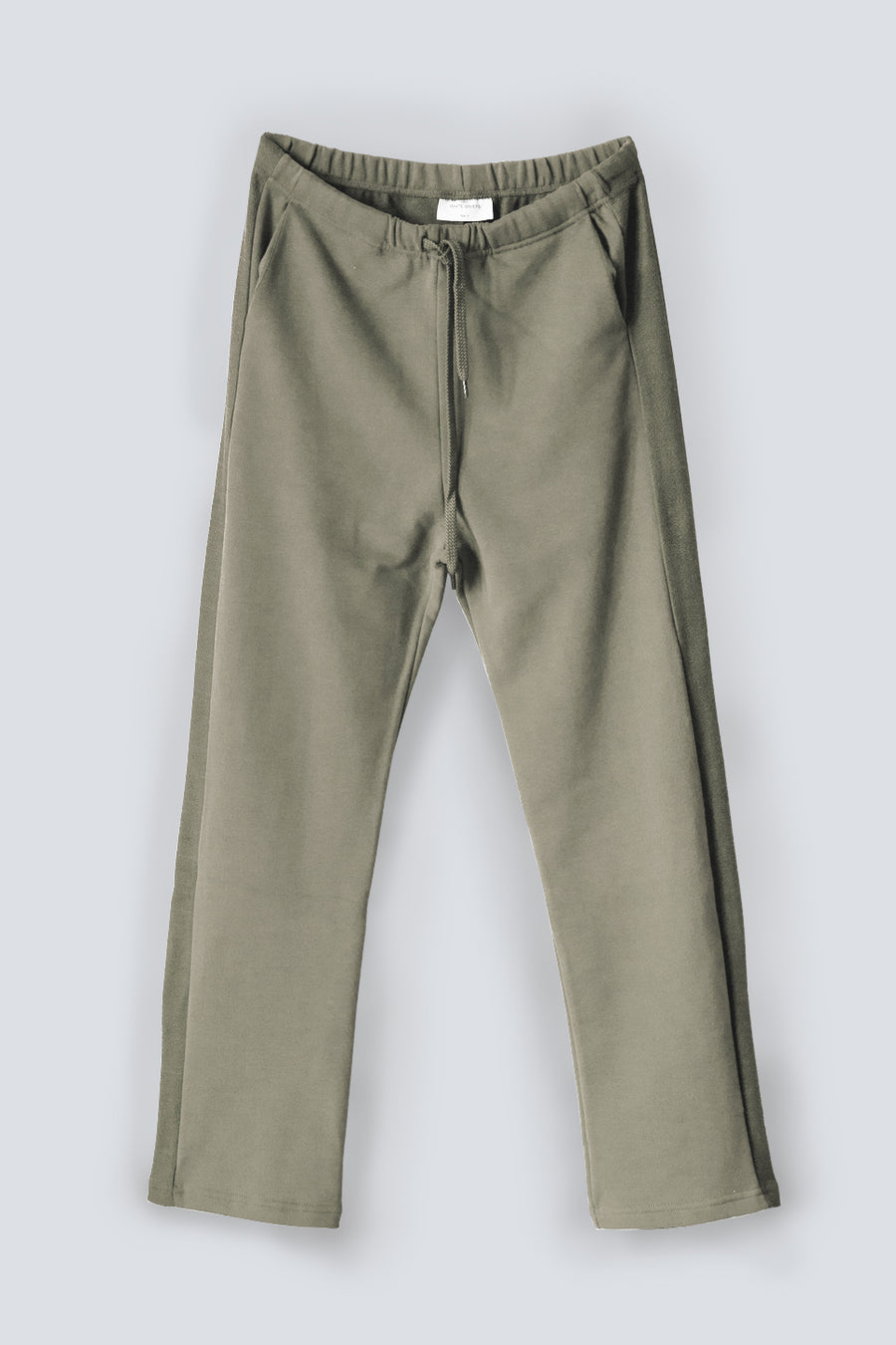 Straight leg soft terry khaki trackpants for women made from an organic cotton by The White Briefs