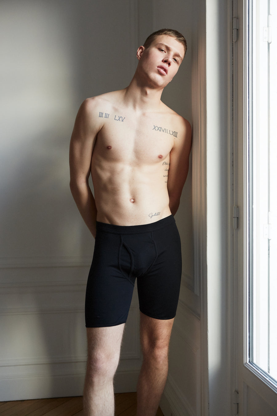 Men's black long organic cotton briefs